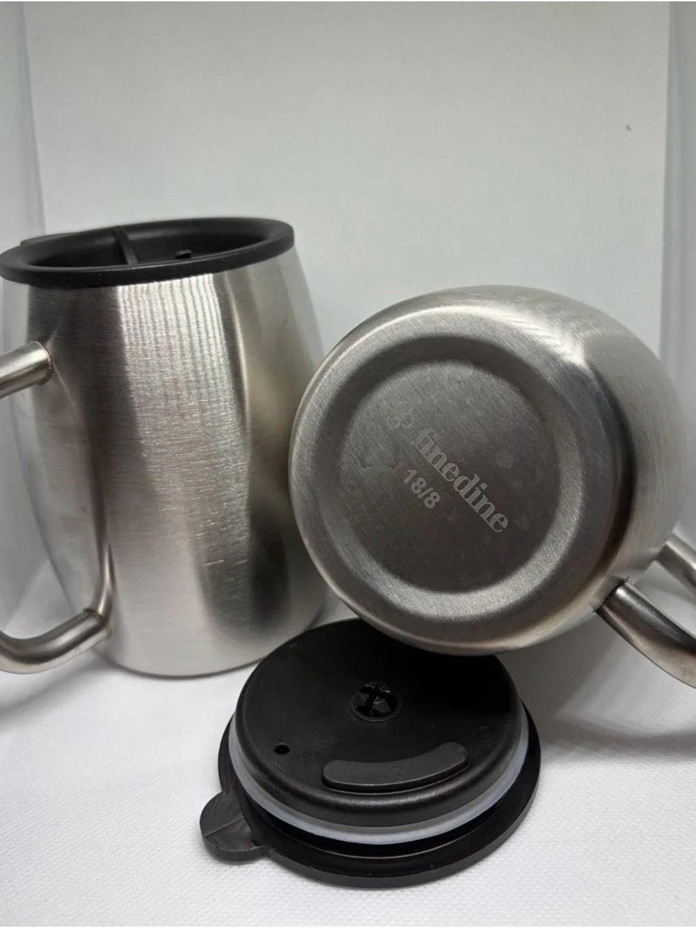 FineDine His&Hers Stainless Steel Mugs Double Wall Insulated Cup Lid 16oz, 2pc